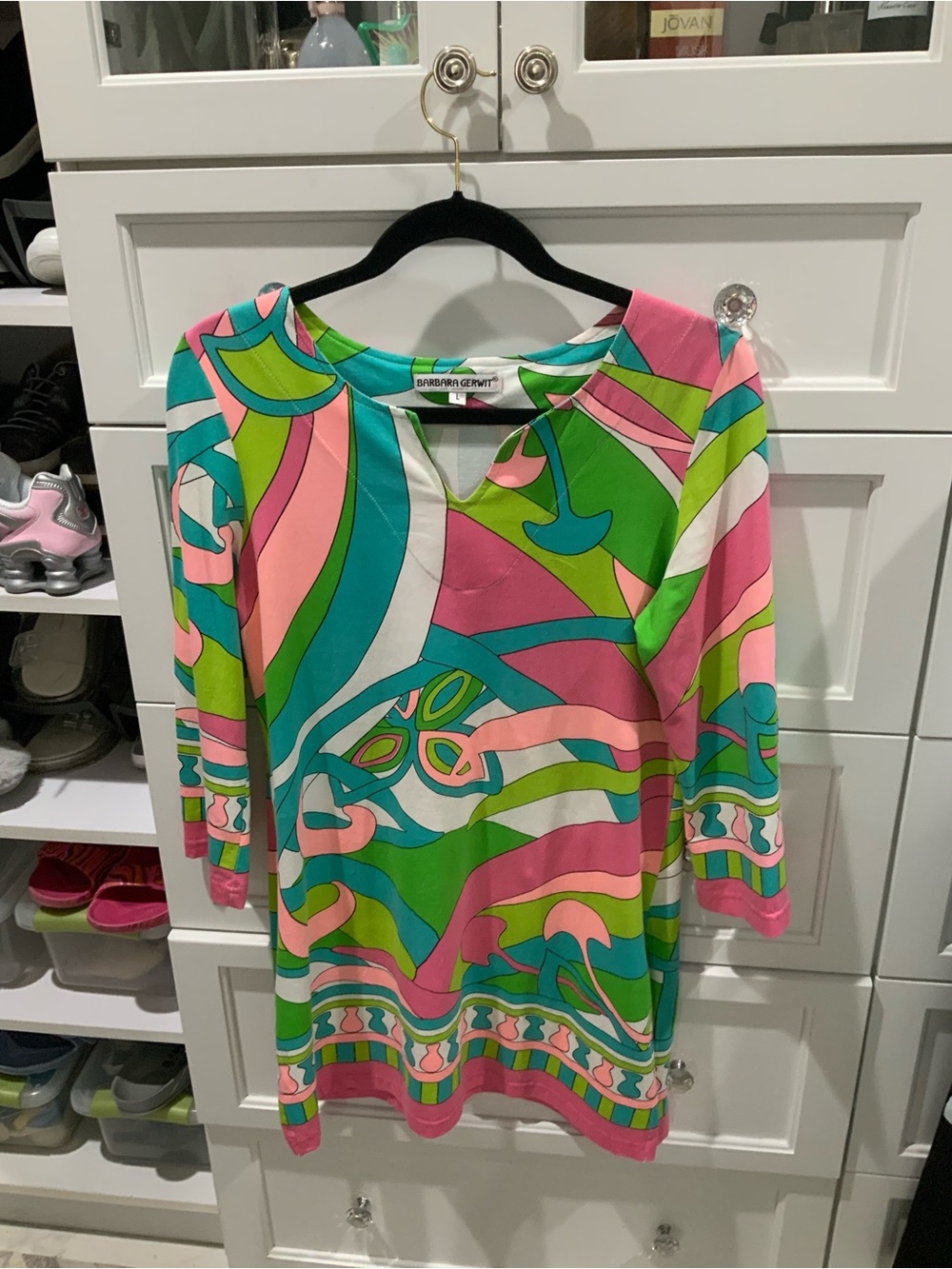 Colorful Pink & Green Patterned Women's Tunic by Emilio Gente